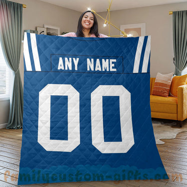 Custom Premium Quilt Blanket Indianapolis Jersey American Football Personalized Quilt Gifts for Her & Him